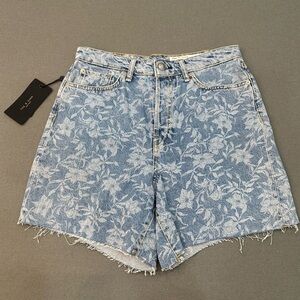 rag & bone Blue Floral High Waist Shorts